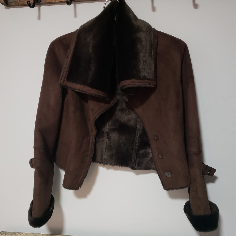 Calvin Klein cropped faux suede jacket